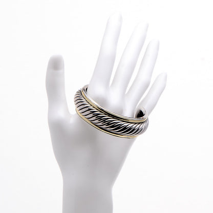 David Yurman Sterling Silver 18K Yellow Gold Sculpted Cable Cuff Bracelet 2 of 4