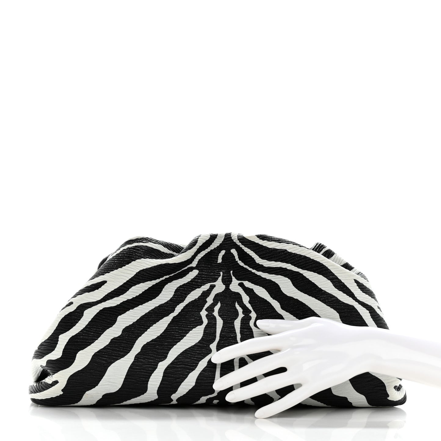 Nappa Zebra Print The Pouch Oversized Clutch White Black