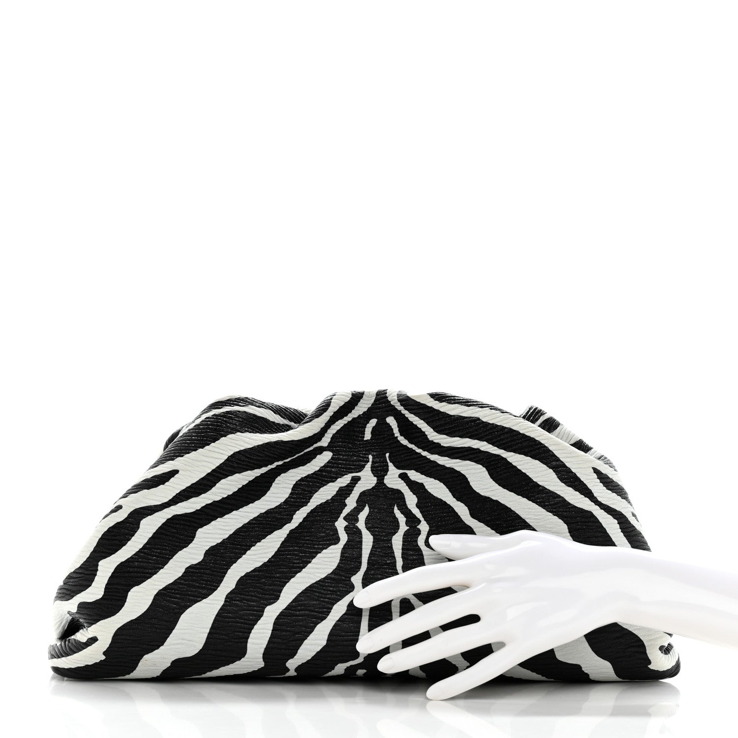 Bottega Veneta Nappa Zebra Print The Pouch Oversized Clutch White Black 2 of 8