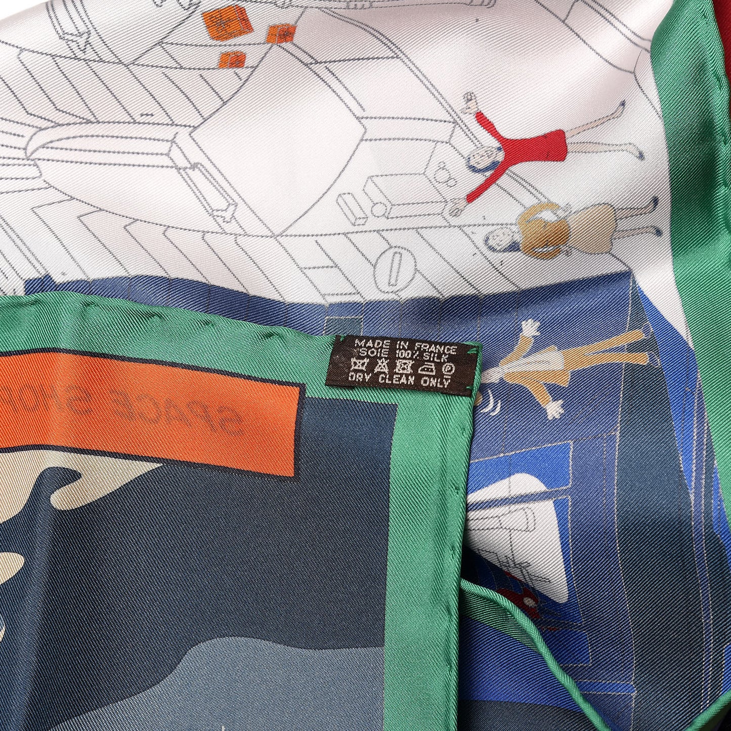 Silk Space Shopping Au Faubourg Scarf 90 Bleu Vert Rouge