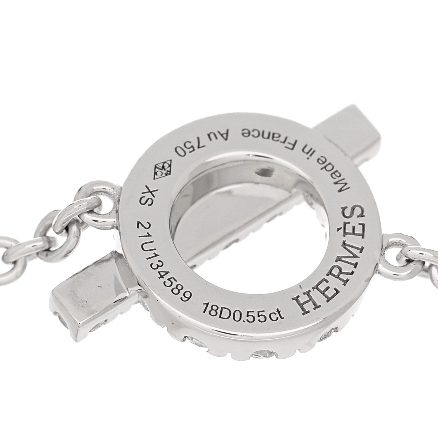 Hermes 18K White Gold Diamond Finesse Bracelet XS 3 of 4