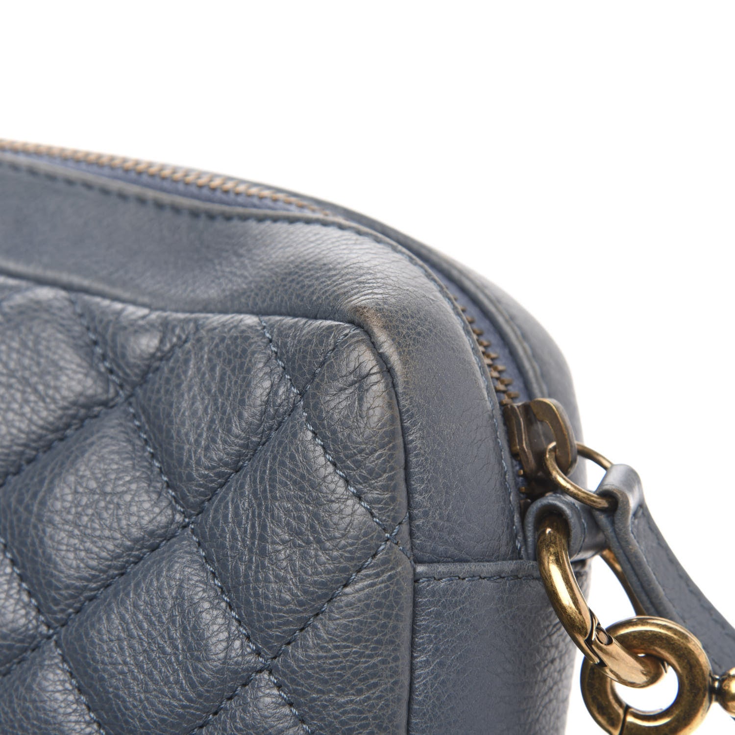 Chanel Calfskin Quilted Small CC Crown Camera Case Blue 11 of 13