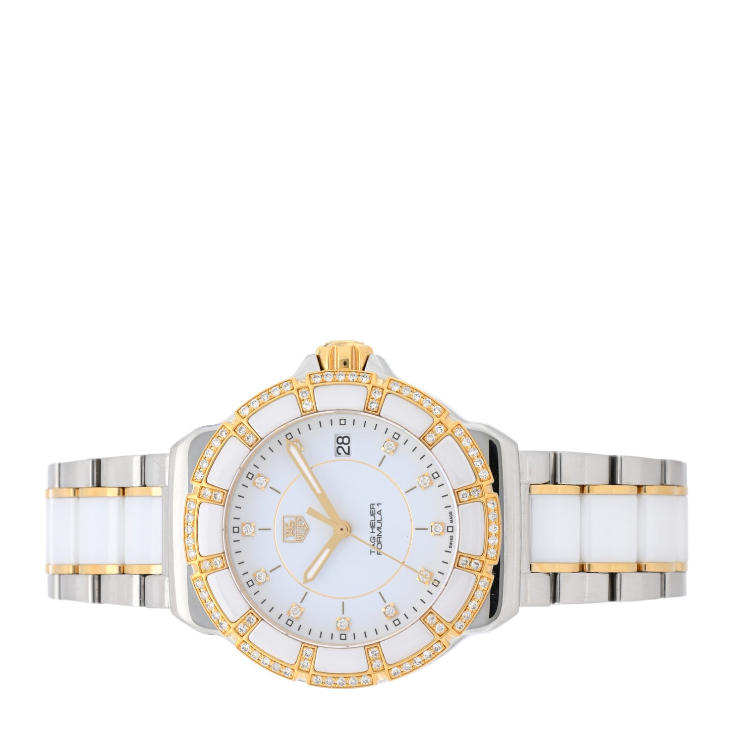 Stainless Steel Ceramic Diamond 34mm Formula 1 Quartz Watch White WAH1221