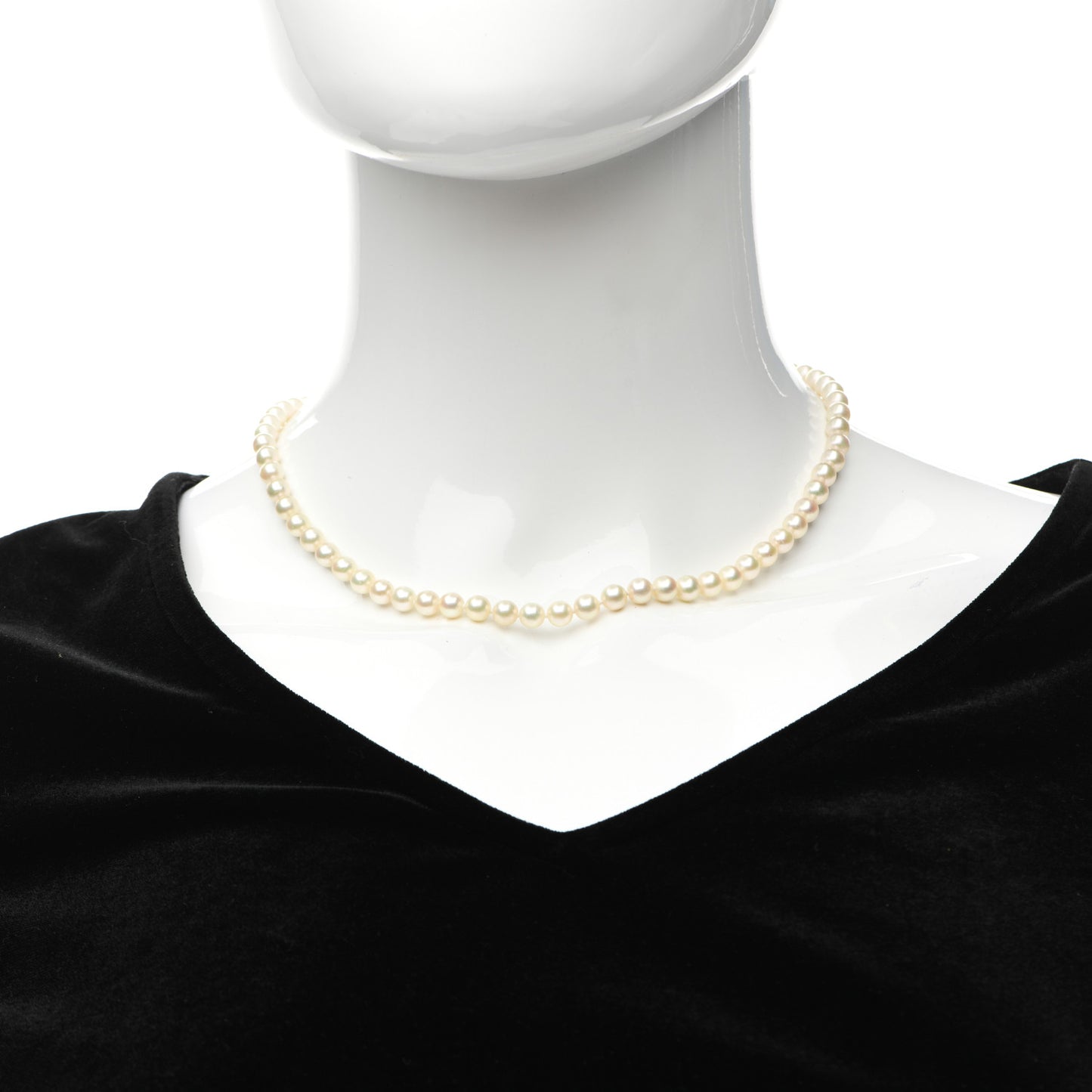 18K Yellow Gold Akoya Pearl 6.5-7mm Strand Necklace 15.5"