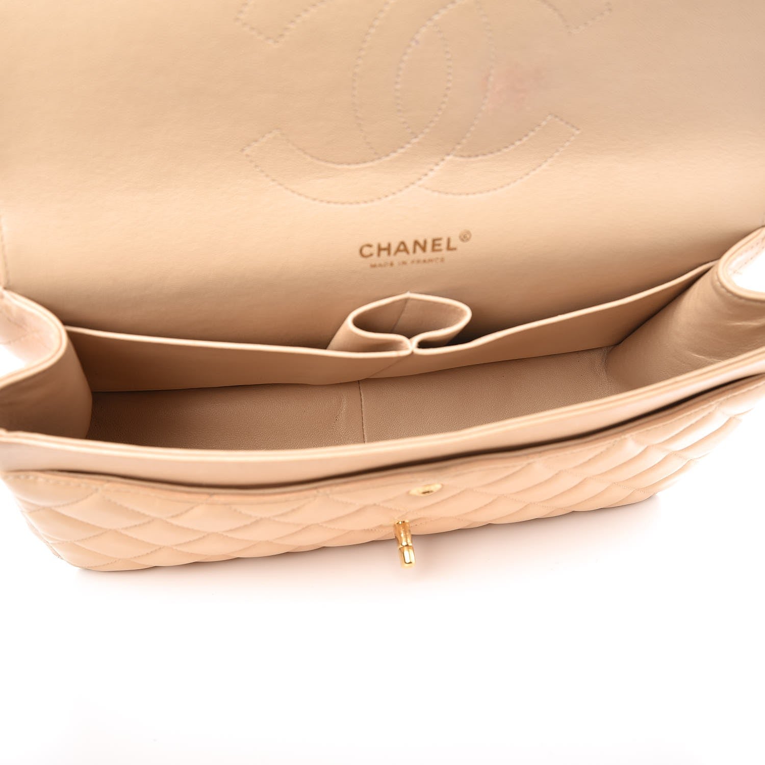Chanel Lambskin Quilted Jumbo Double Flap Bag Beige 5 of 10