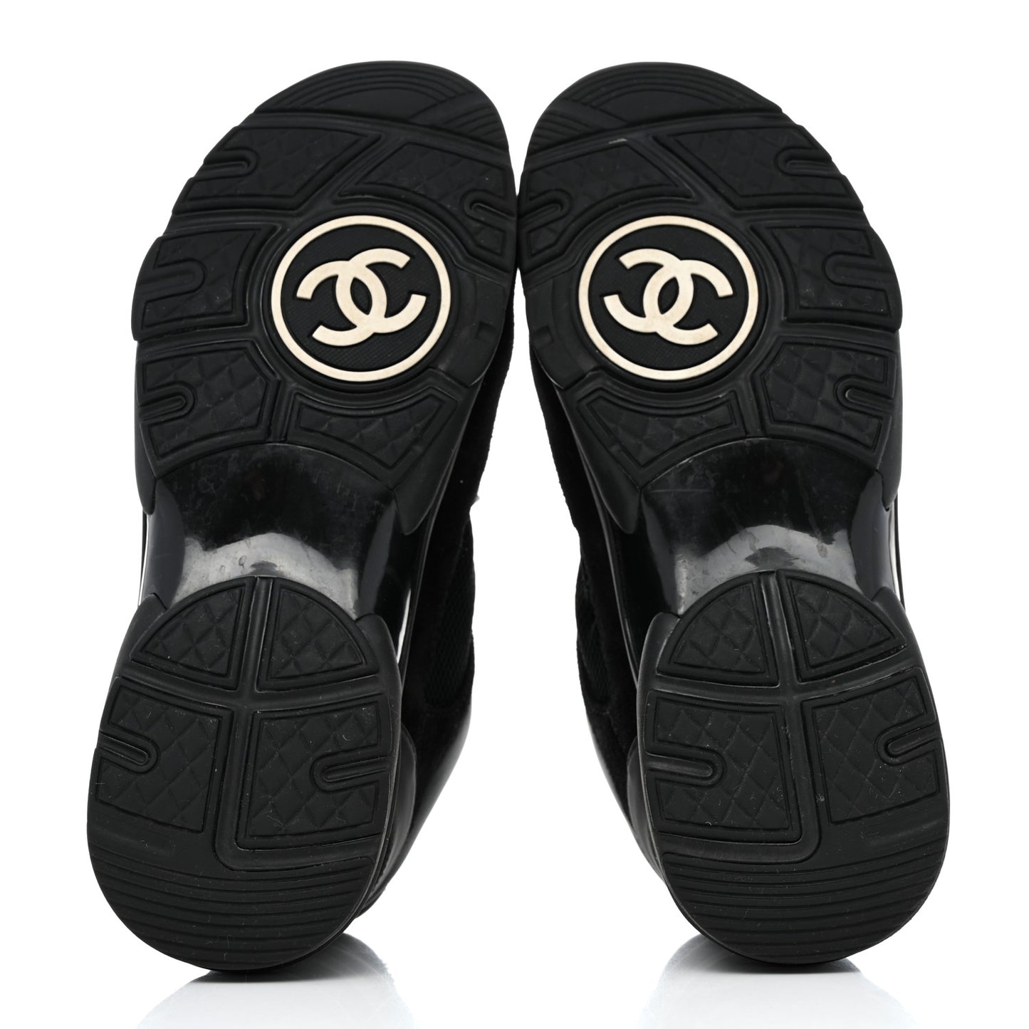 Fabric Calfskin Suede CC Sneakers 37.5 Black