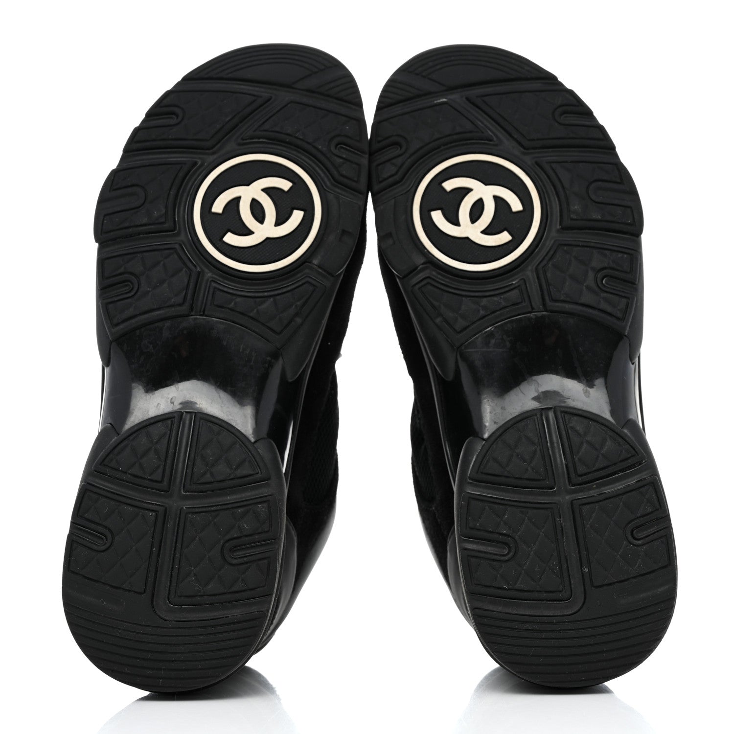 Chanel Fabric Calfskin Suede CC Sneakers 37.5 Black 5 of 8