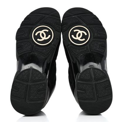 Chanel Fabric Calfskin Suede CC Sneakers 37.5 Black 5 of 8