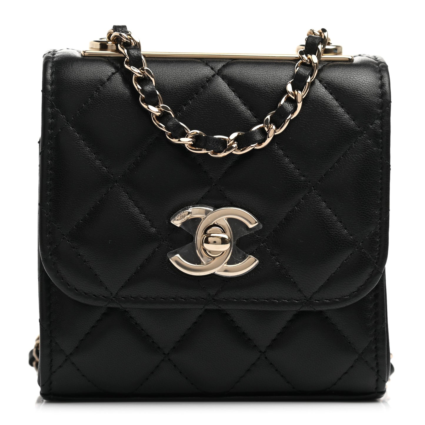 Lambskin Quilted Mini Trendy CC Chain Wallet Black