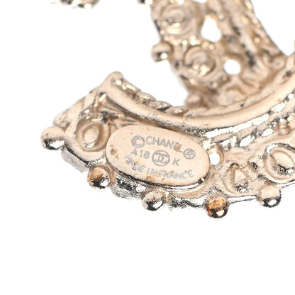 Chanel Pearl CC Earrings Blue Gold 4 of 4