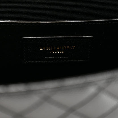 Saint Laurent Grain De Poudre Textured Mixed Matelasse Triquilt Medium Monogram Satchel Black 7 of 11