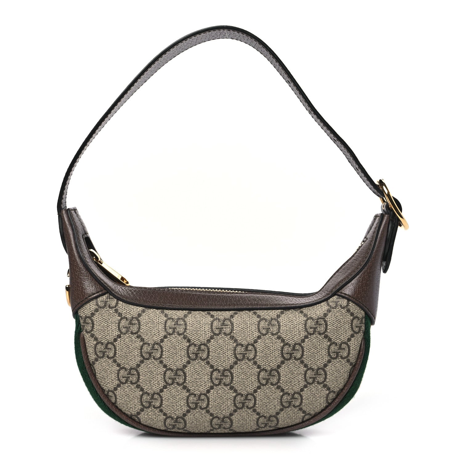Gucci GG Supreme Monogram Textured Calfskin Web Mini Ophidia Half Moon Hobo Beige Ebony New Acero 1 of 9
