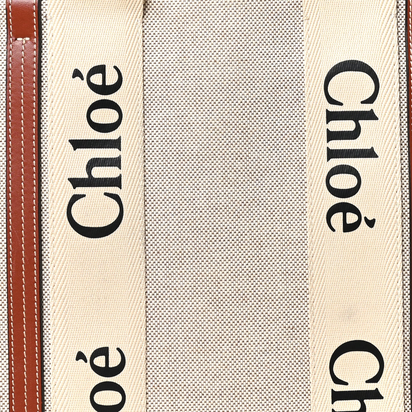 Cotton Calfskin Large Woody Ribbon Tote White Brown