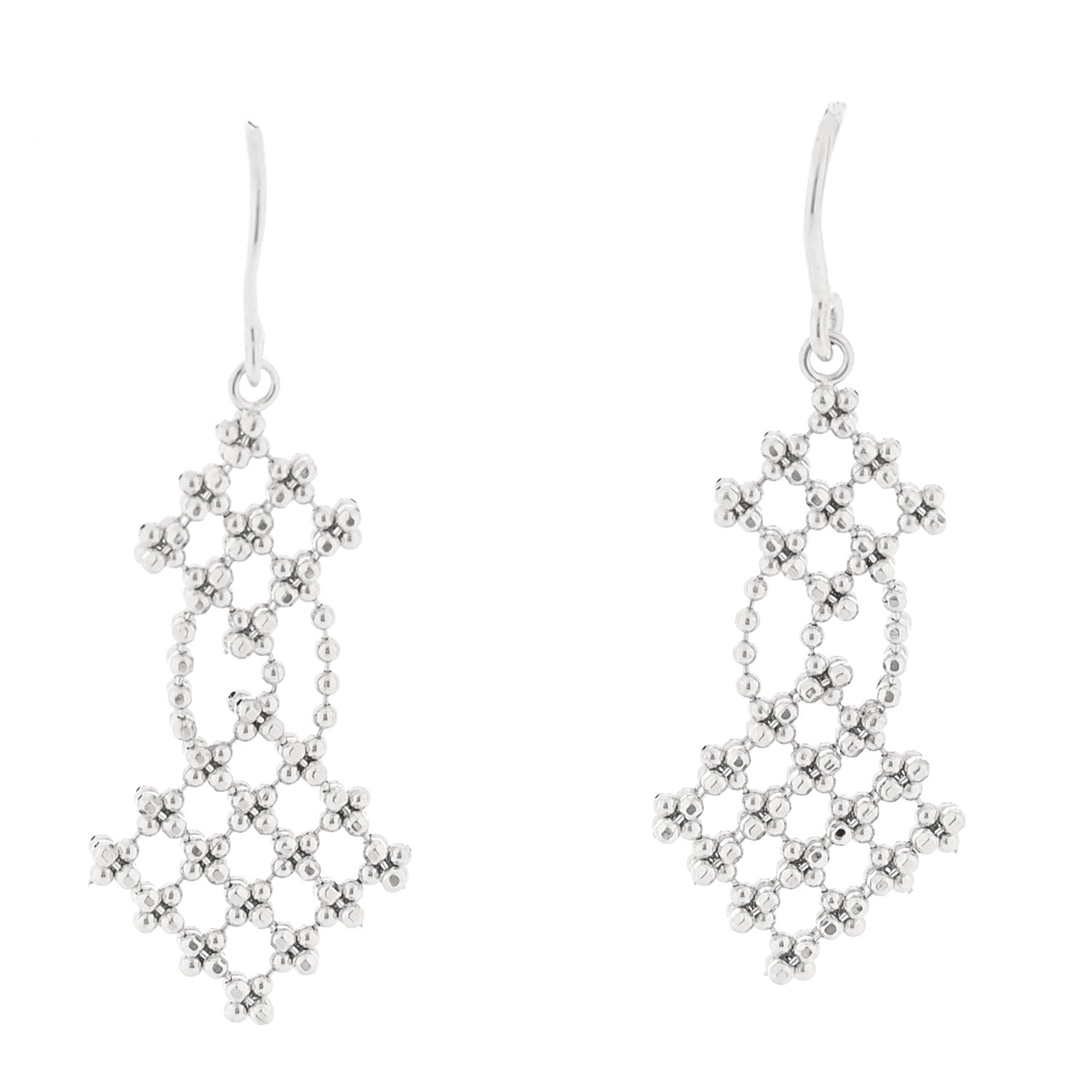 Tiffany 18K White Gold Fringe Bead Drop Earrings 1 of 4