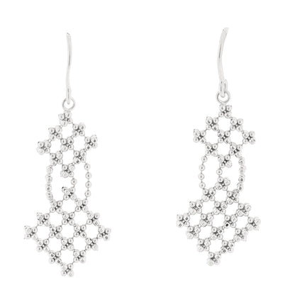 Tiffany 18K White Gold Fringe Bead Drop Earrings 1 of 4
