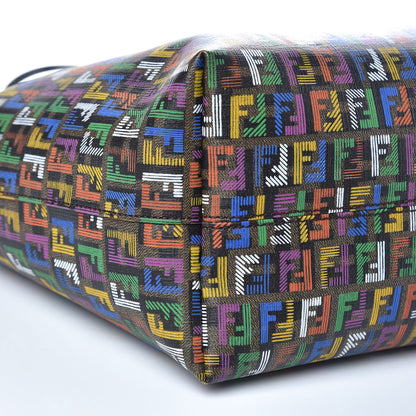 Fendi Zucca Spalmati Patent Zucchino Screen Print Medium Roll Tote Tobacco Multicolor Black 5 of 10