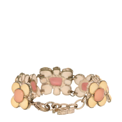 Chanel Resin Gripoix Poured Glass CC Flower Bracelet Pink White Gold 3 of 6