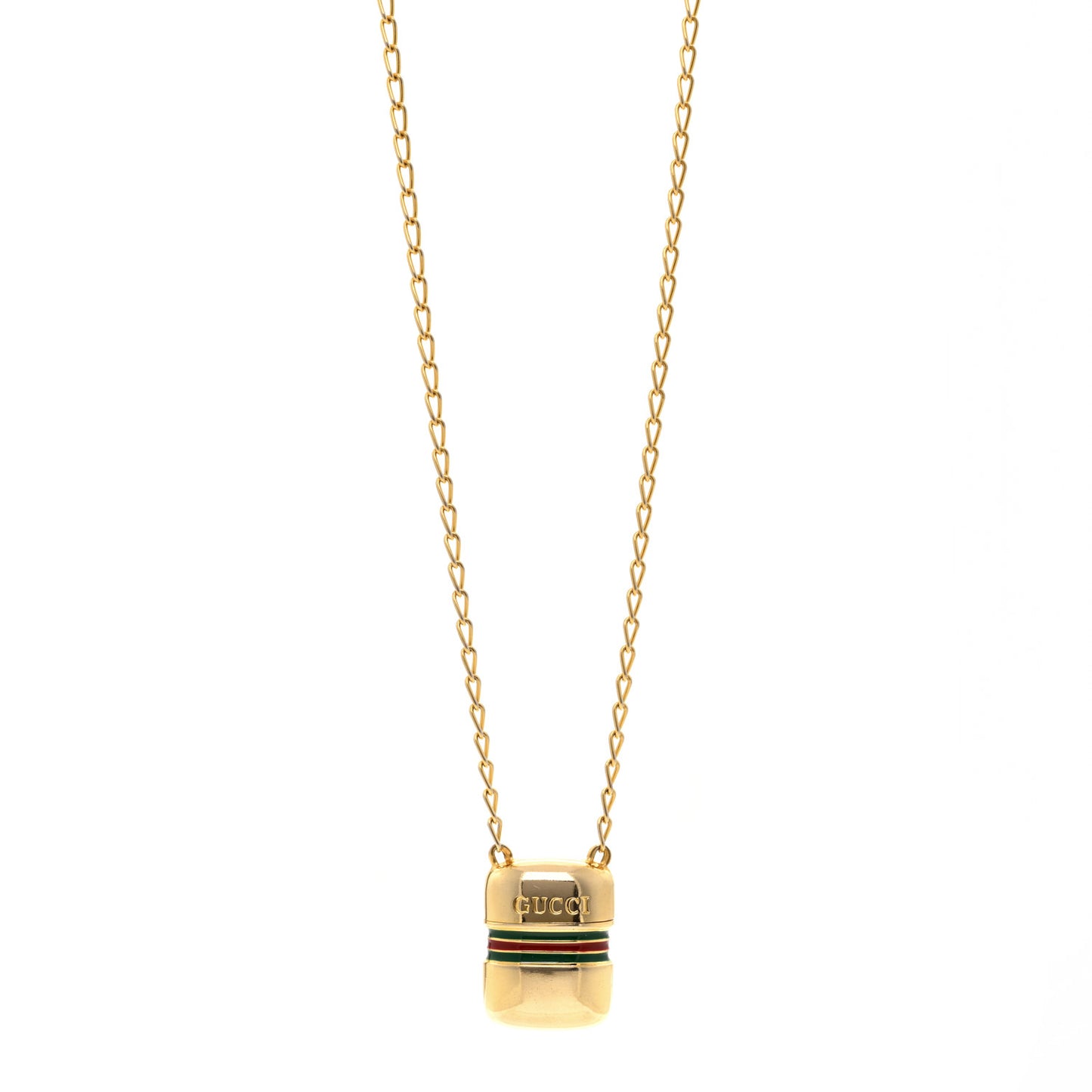 Metal Enamel Pillbox Pendant Necklace