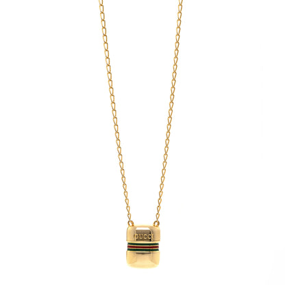 Gucci Metal Enamel Pillbox Pendant Necklace 1 of 5