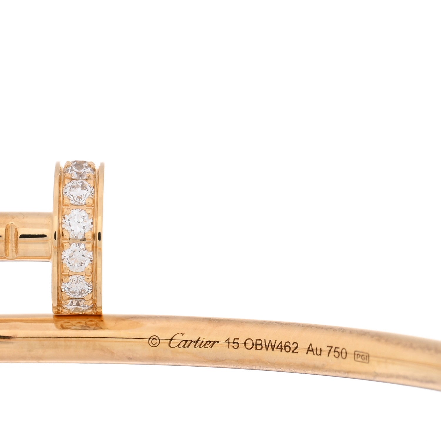 Cartier 18K Yellow Gold Diamond Small Juste Un Clou Bracelet 15 3 of 5