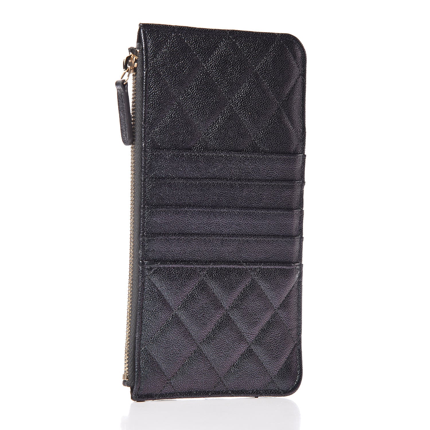 Chanel Iridescent Caviar Quilted Classic Flat Wallet Pouch Black 3 of 8