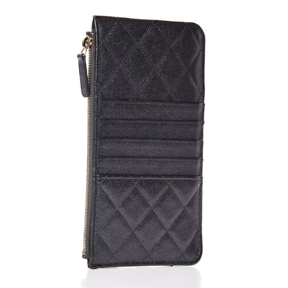 Chanel Iridescent Caviar Quilted Classic Flat Wallet Pouch Black 3 of 8