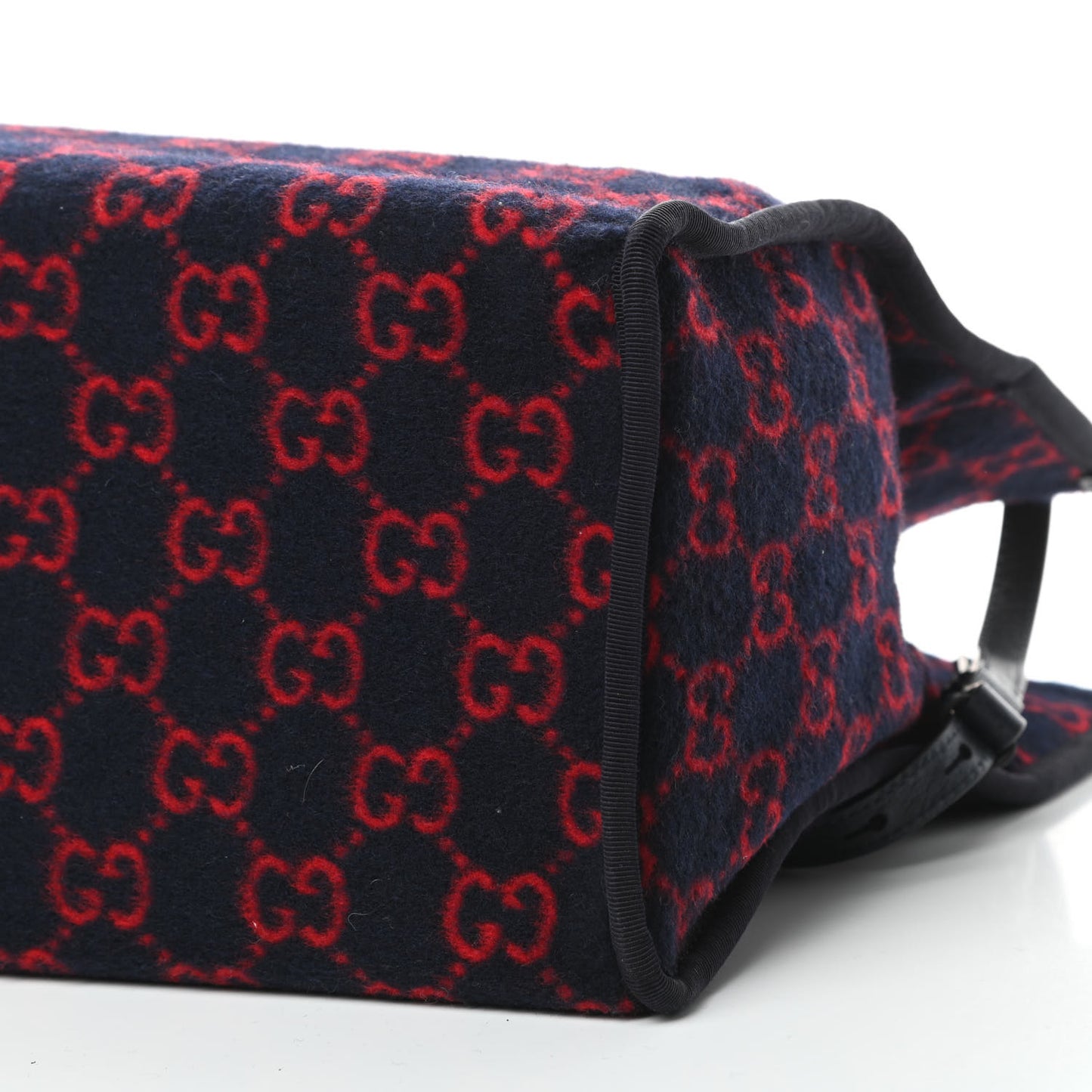 Covered Wool Textured Dollar Calfskin GG Monogram Large Tote Bag Blue Red