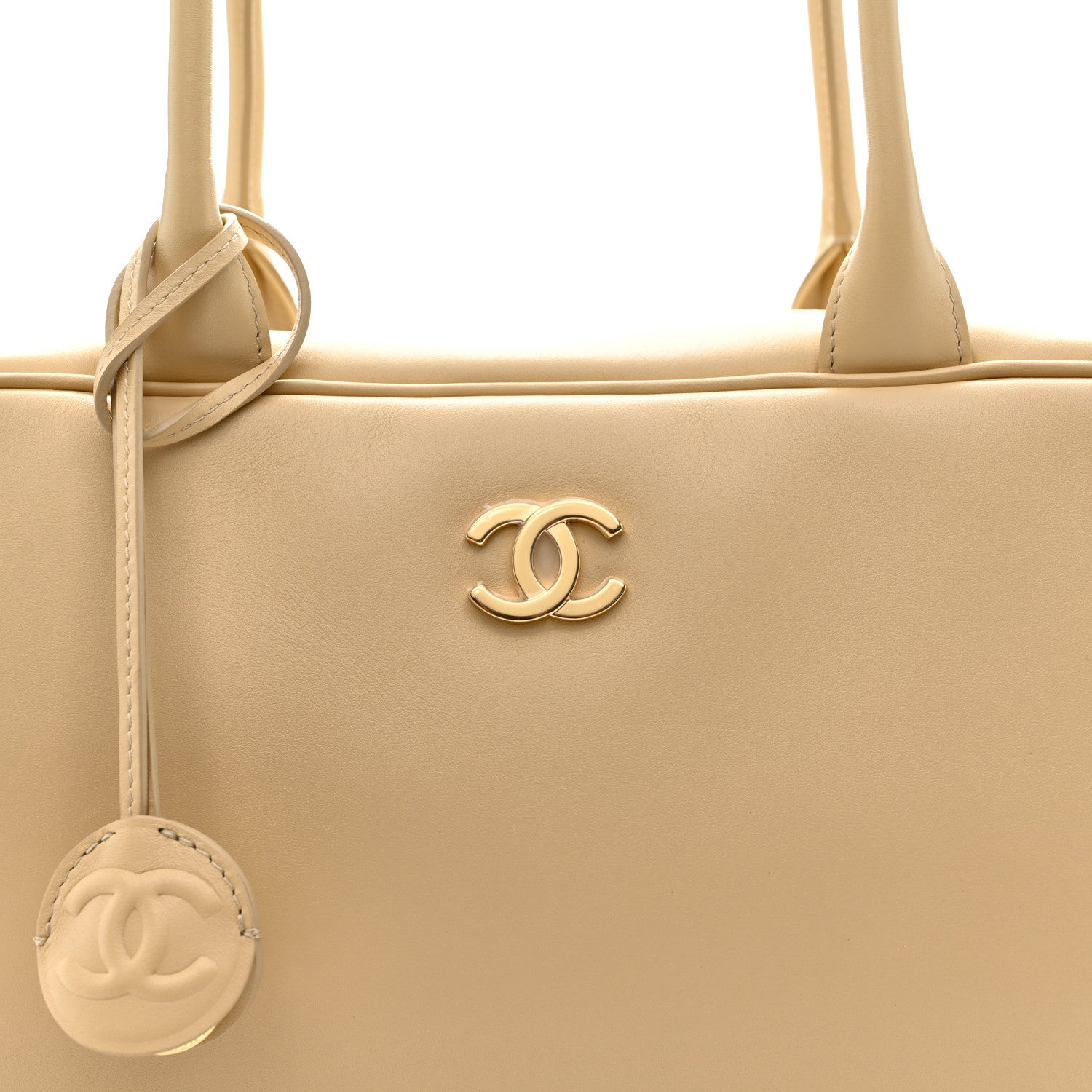 Chanel Calfskin Large Bowling Bag Beige 8 of 11