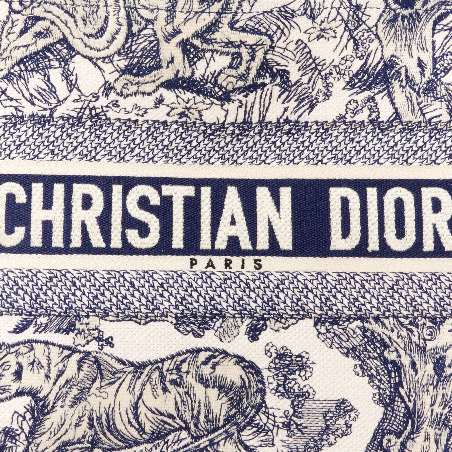 Christian Dior Canvas Embroidered Medium Dioriviera Toile De Jouy Book Tote Blue 8 of 10