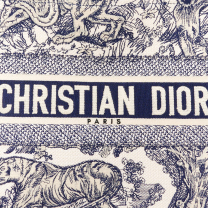 Christian Dior Canvas Embroidered Medium Dioriviera Toile De Jouy Book Tote Blue 8 of 10