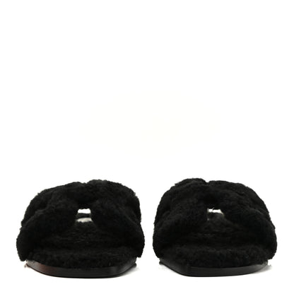 Hermes Woolskin Oran Sandals 38 Black 2 of 8