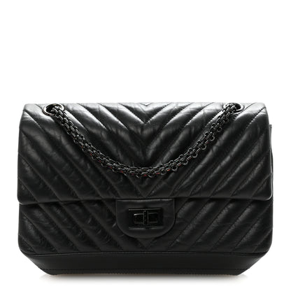 Chanel Aged Calfskin Chevron Quilted 2.55 Reissue 225 Flap So Black 1 of 11