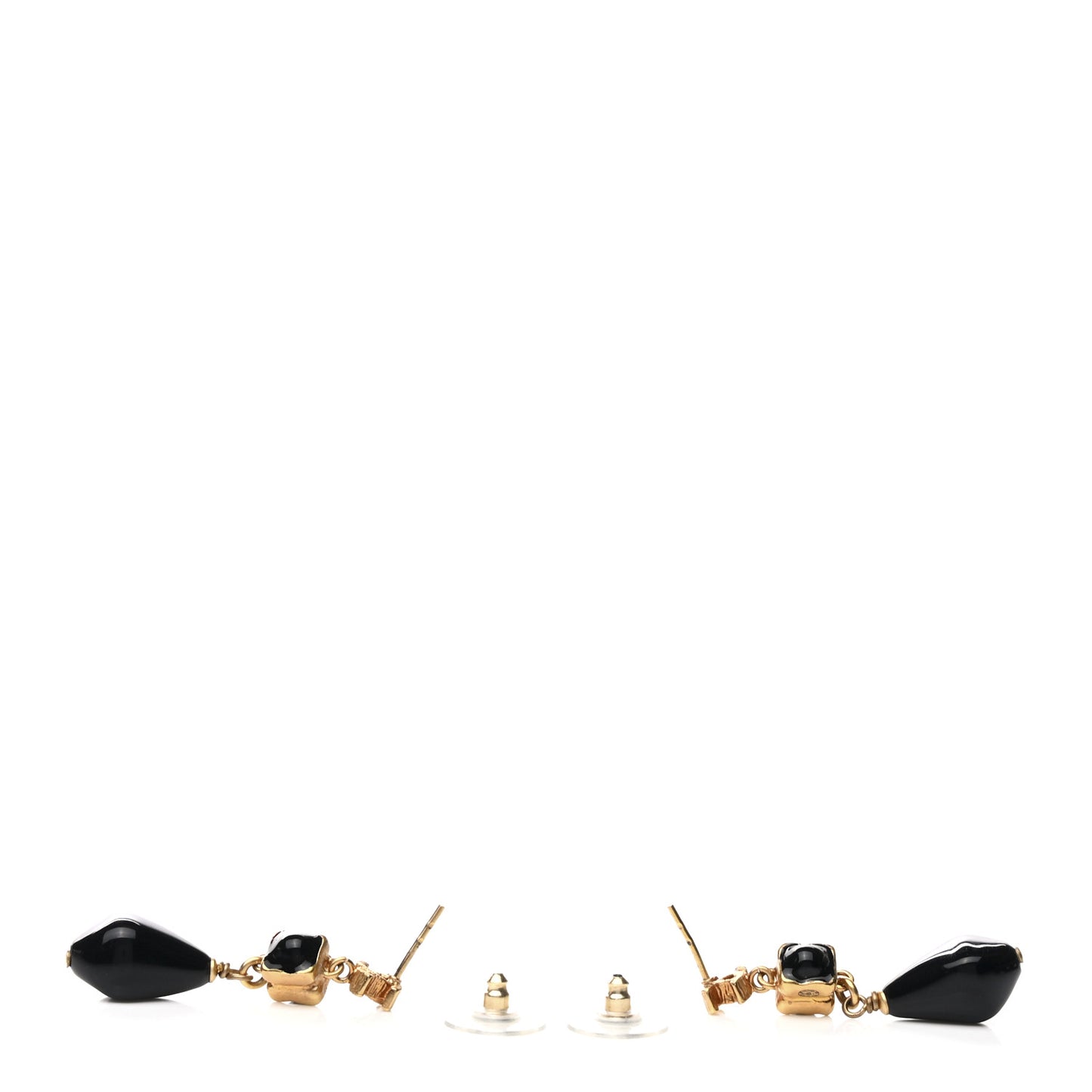 Bead CC Drop Earrings Black Gold