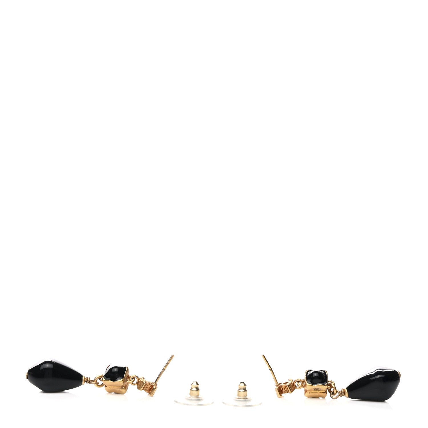 Chanel Bead CC Drop Earrings Black Gold 3 of 5