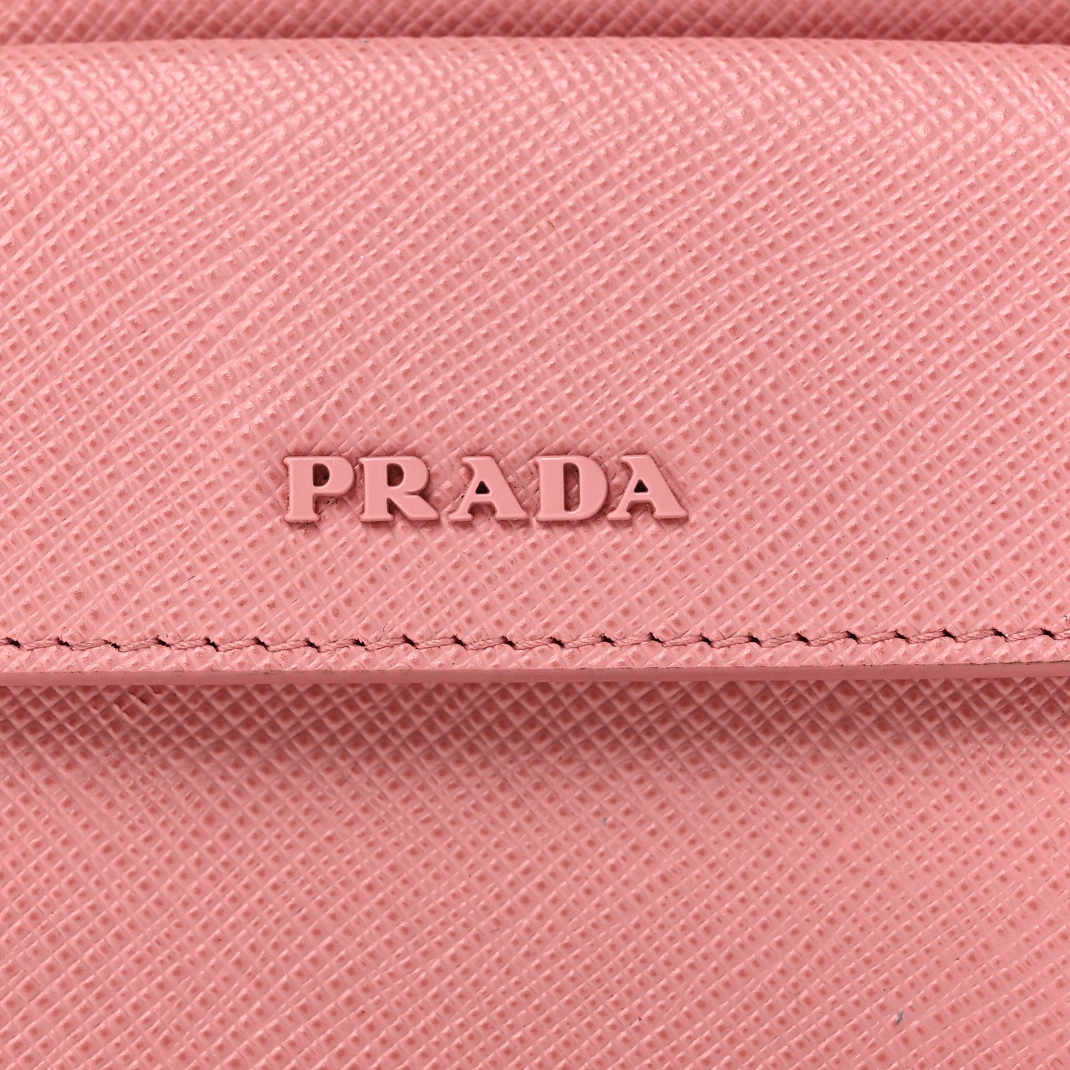Prada Saffiano Key Ring Card Holder Wallet Petalo 8 of 8