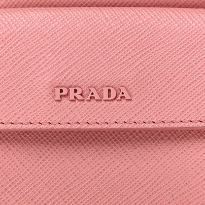 Prada Saffiano Key Ring Card Holder Wallet Petalo 8 of 8