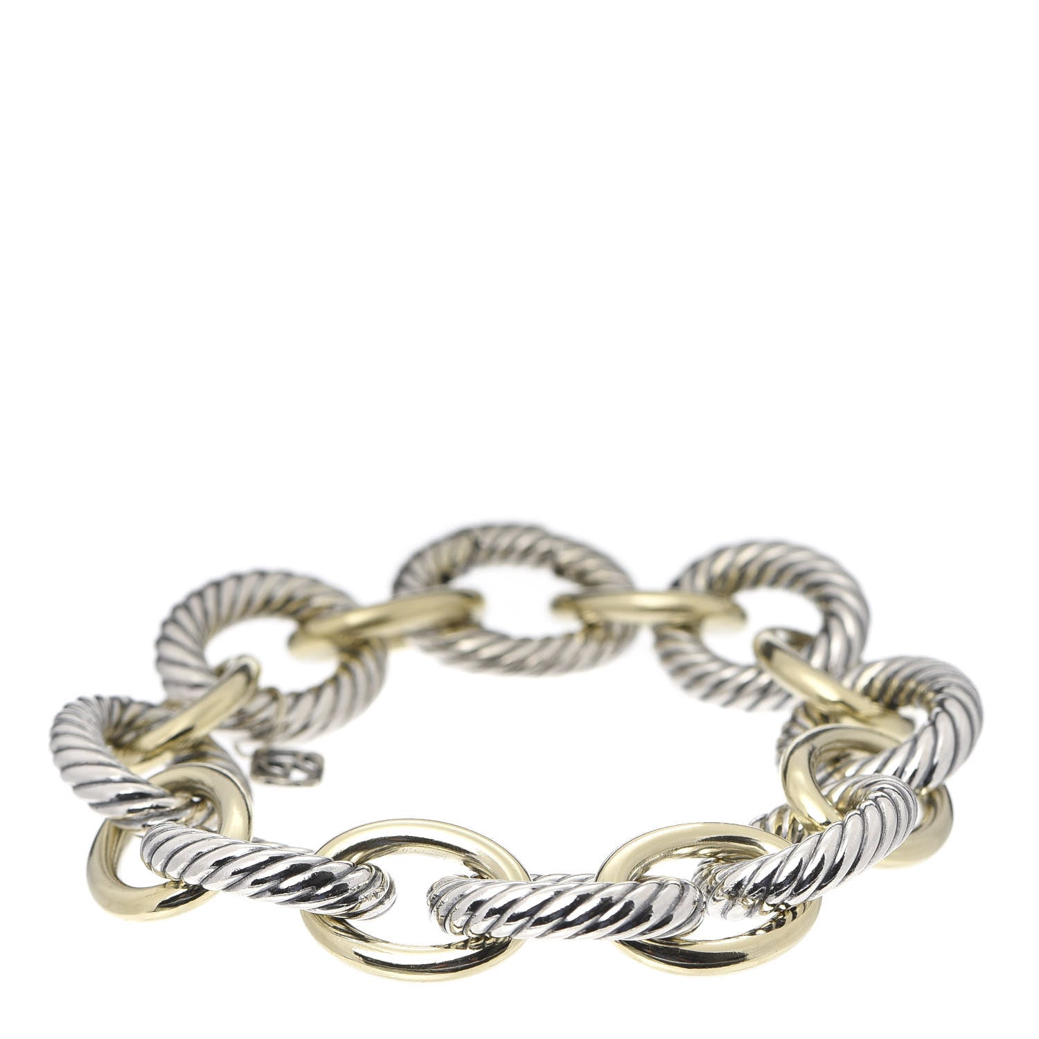 David Yurman Sterling Silver 18K Yellow Gold 17mm Extra Large Oval Link Bracelet 1 of 4
