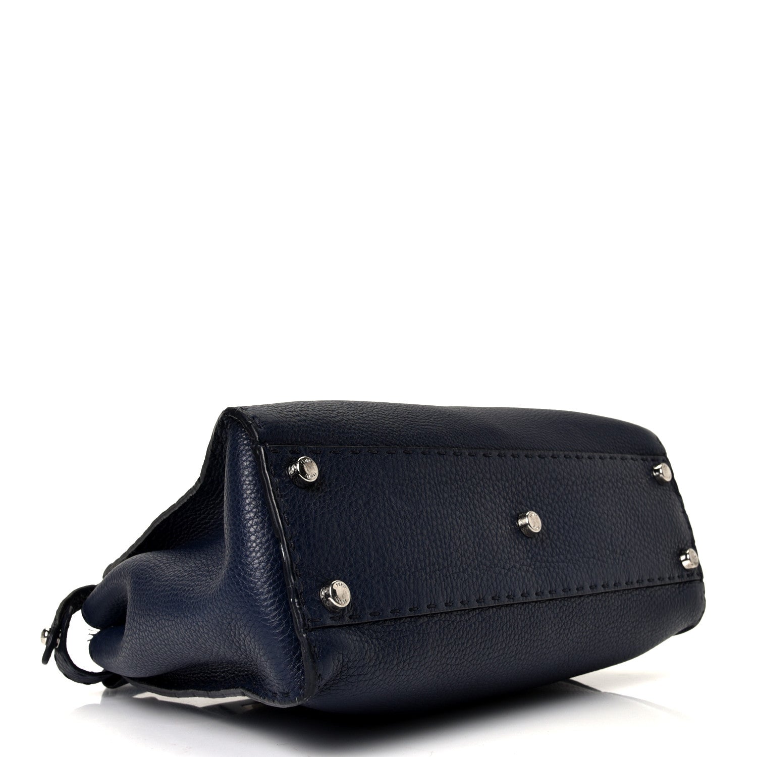 Fendi Cuoio Romano Selleria Medium Peekaboo Iconic Satchel Blue Notte 3 of 4