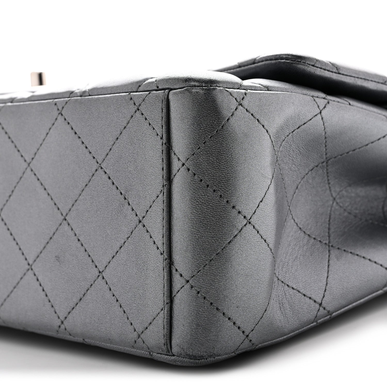 Chanel Metallic Lambskin Quilted Maxi Double Flap Pewter 10 of 15