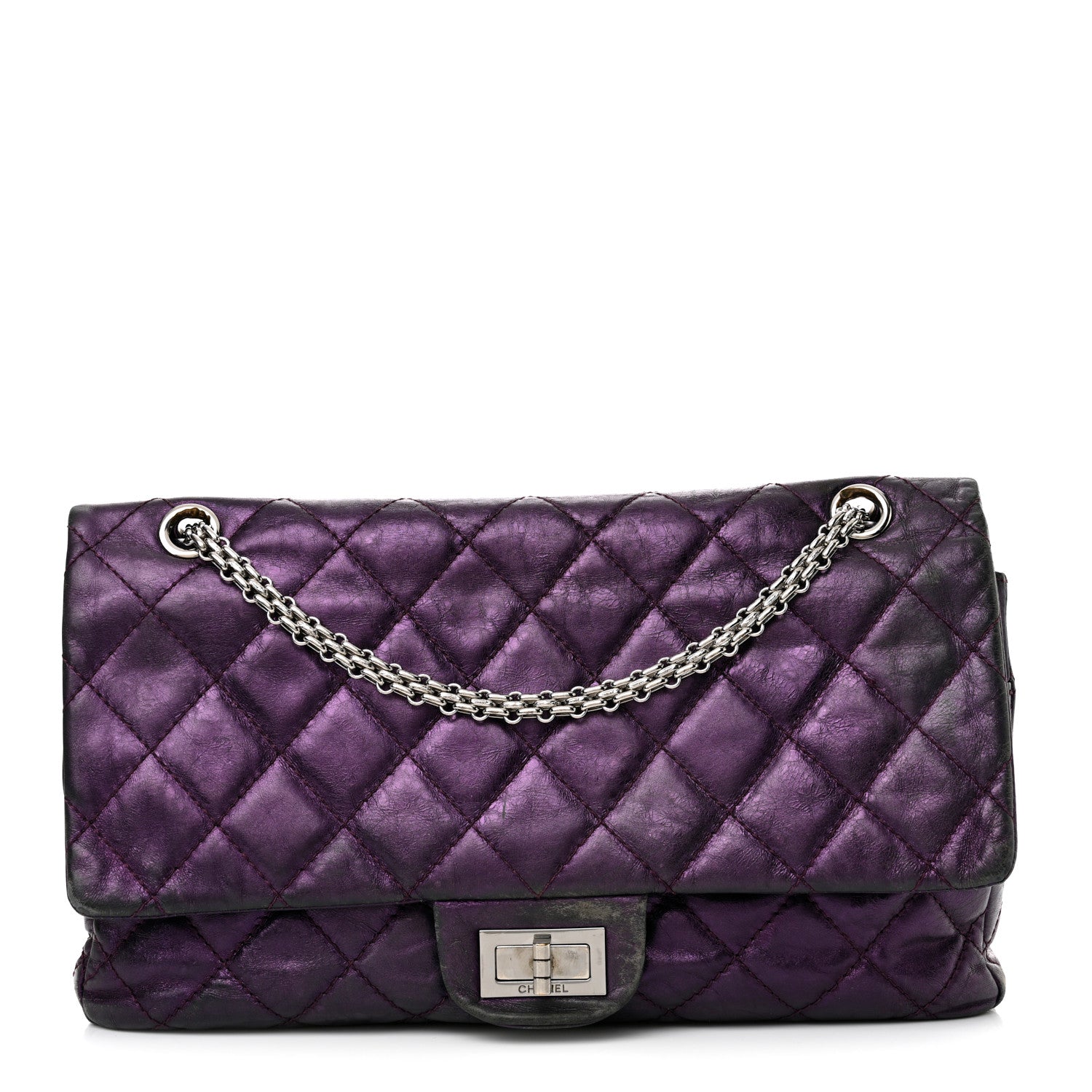 Chanel Metallic Aged Calfskin Quilted 2.55 Reissue 227 Flap Purple 1 of 23