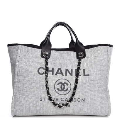Chanel Canvas Large Deauville Tote Grey 1 of 7