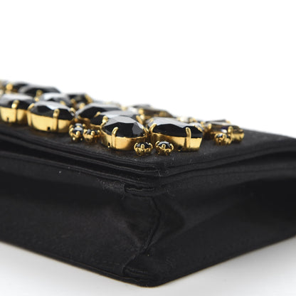 Prada Satin Crystal Chain Wallet Black 6 of 8