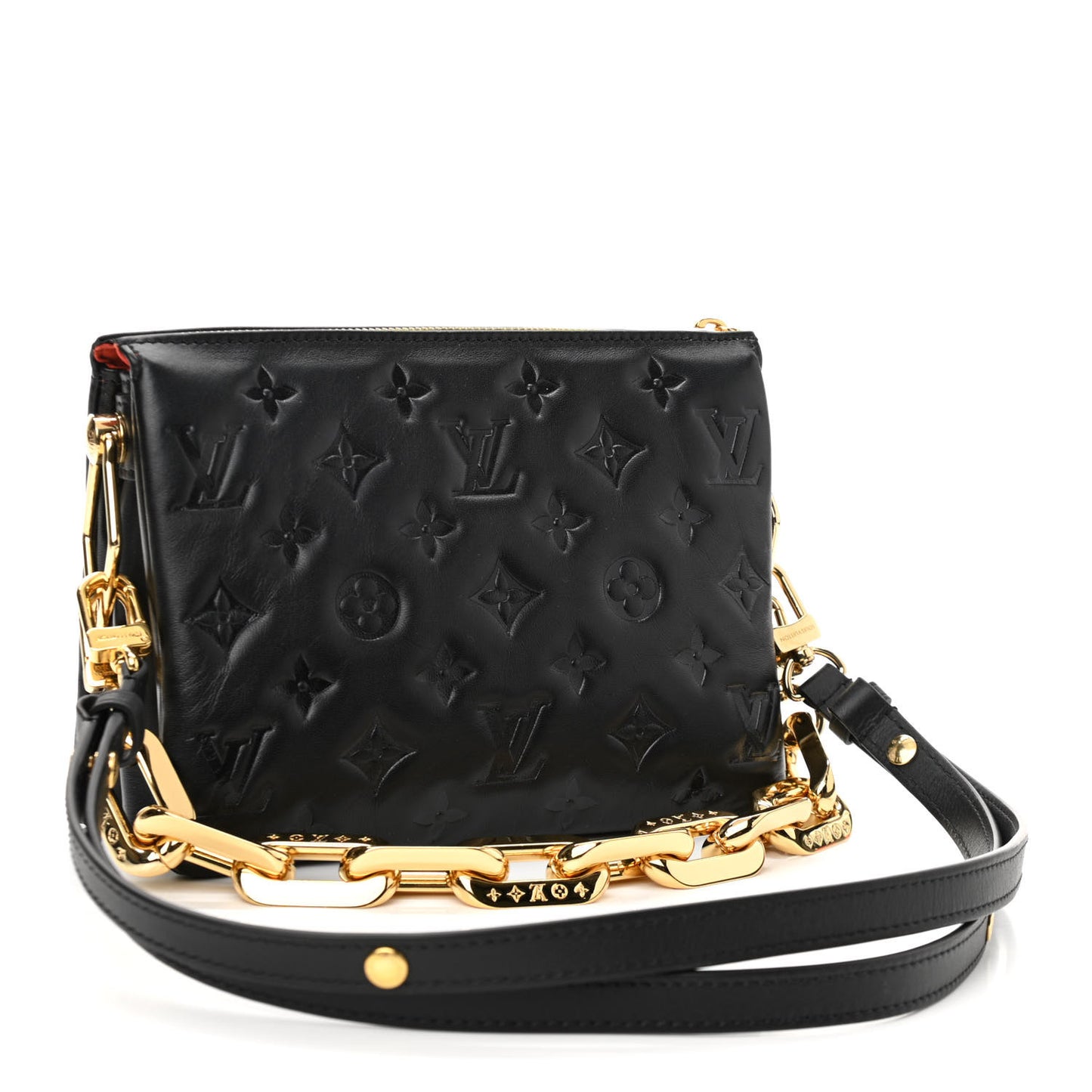Lambskin Embossed Monogram Coussin BB Black