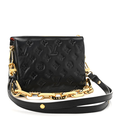 Louis Vuitton Lambskin Embossed Monogram Coussin BB Black 3 of 9