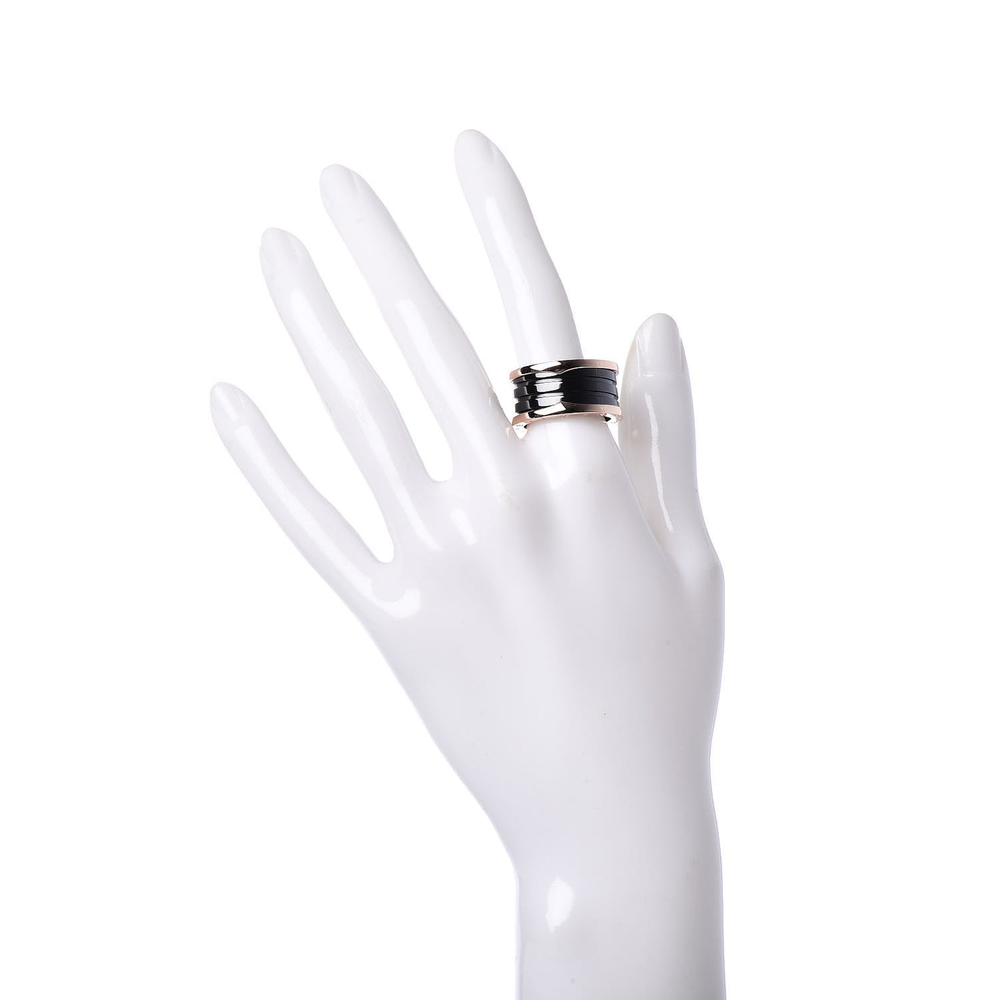 18K Rose Gold Black Ceramic B.Zero1 Four-Band Ring 59 8.75