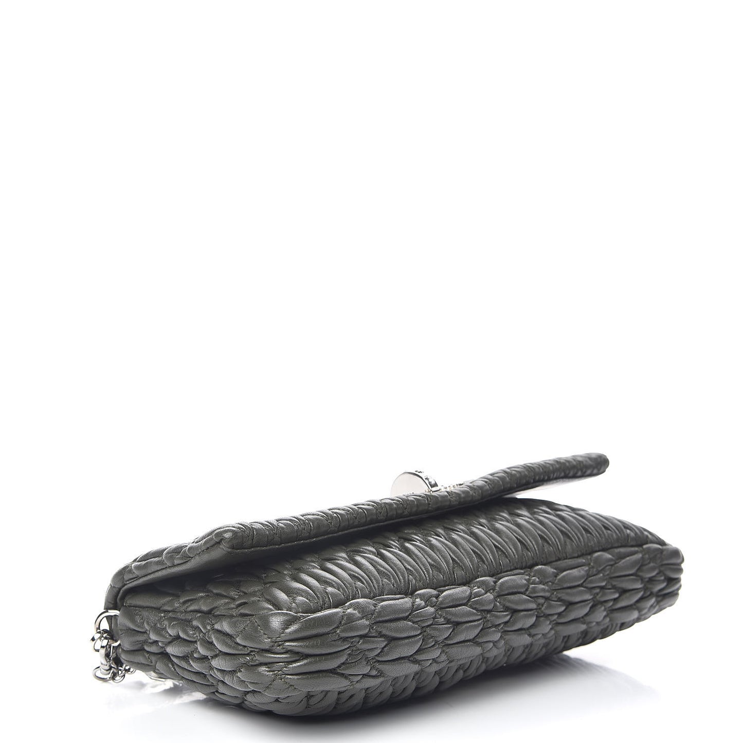 Nappa Matelasse Crystal Flap Clutch Dark Green
