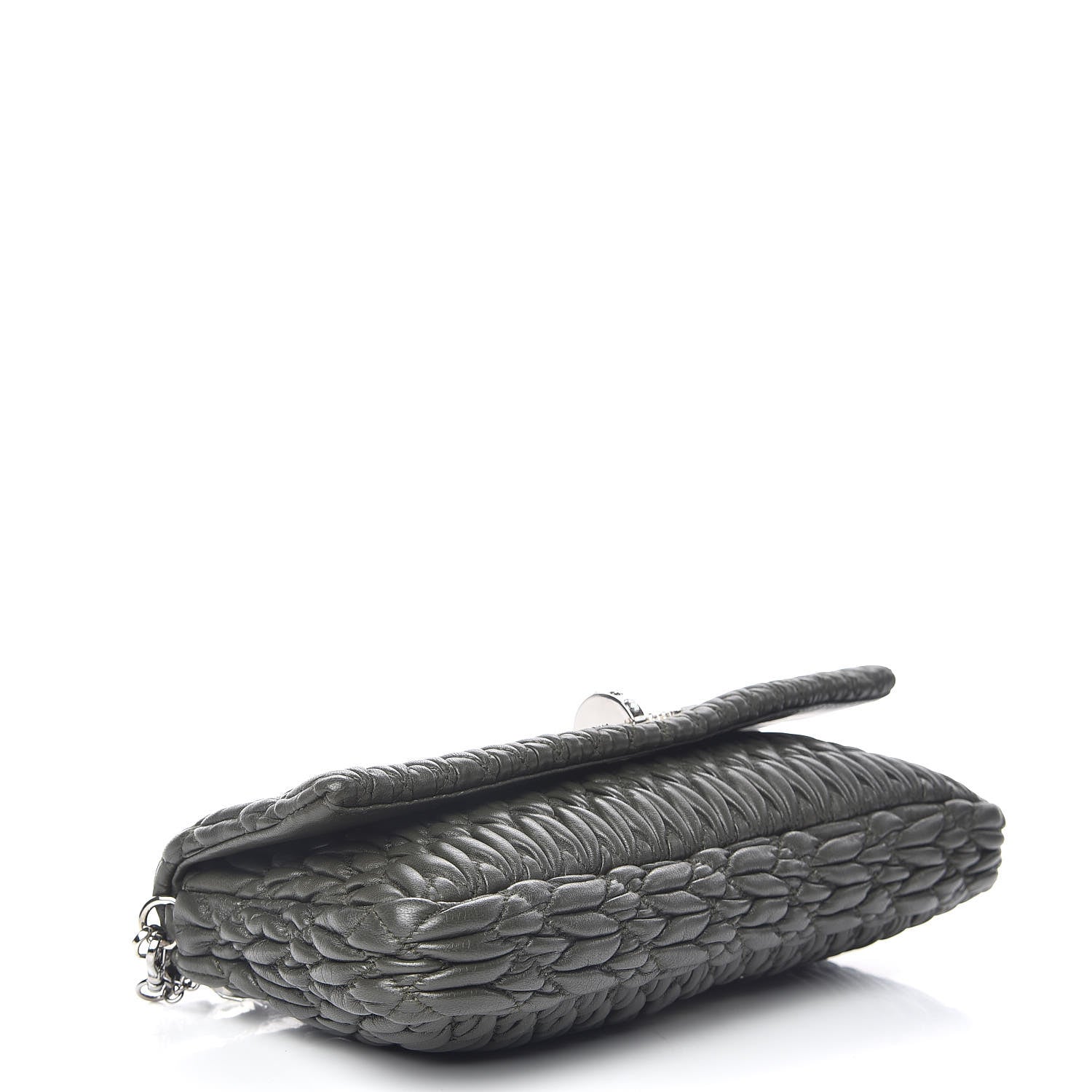 Miu Miu Nappa Matelasse Crystal Flap Clutch Dark Green 4 of 9