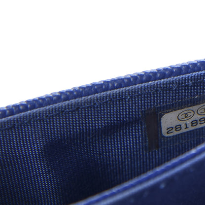 Chanel Caviar Chevron Quilted Vintage Mademoiselle Flap Card Holder Blue 8 of 9