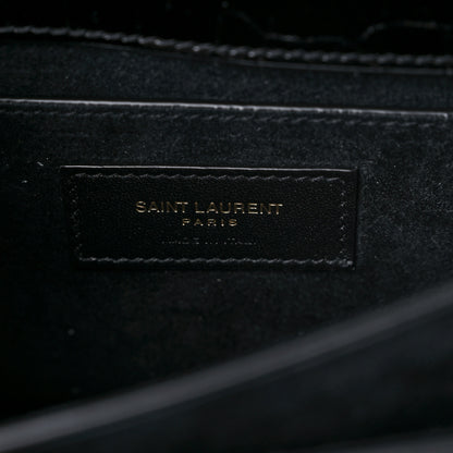 Saint Laurent Calfskin Crocodile Embossed Medium Monogram Sunset Black 7 of 9