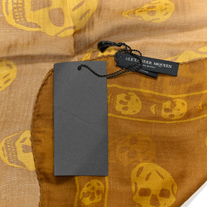 Alexander McQueen Silk Chiffon Skull Scarf Yellow Brown 2 of 3